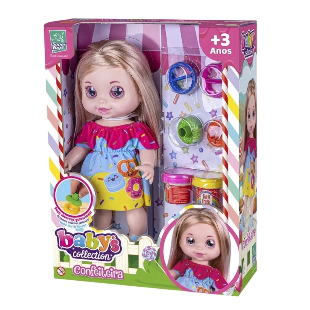 Boneca Babys Collection Confeiteira com Massinha e Acessórios Super