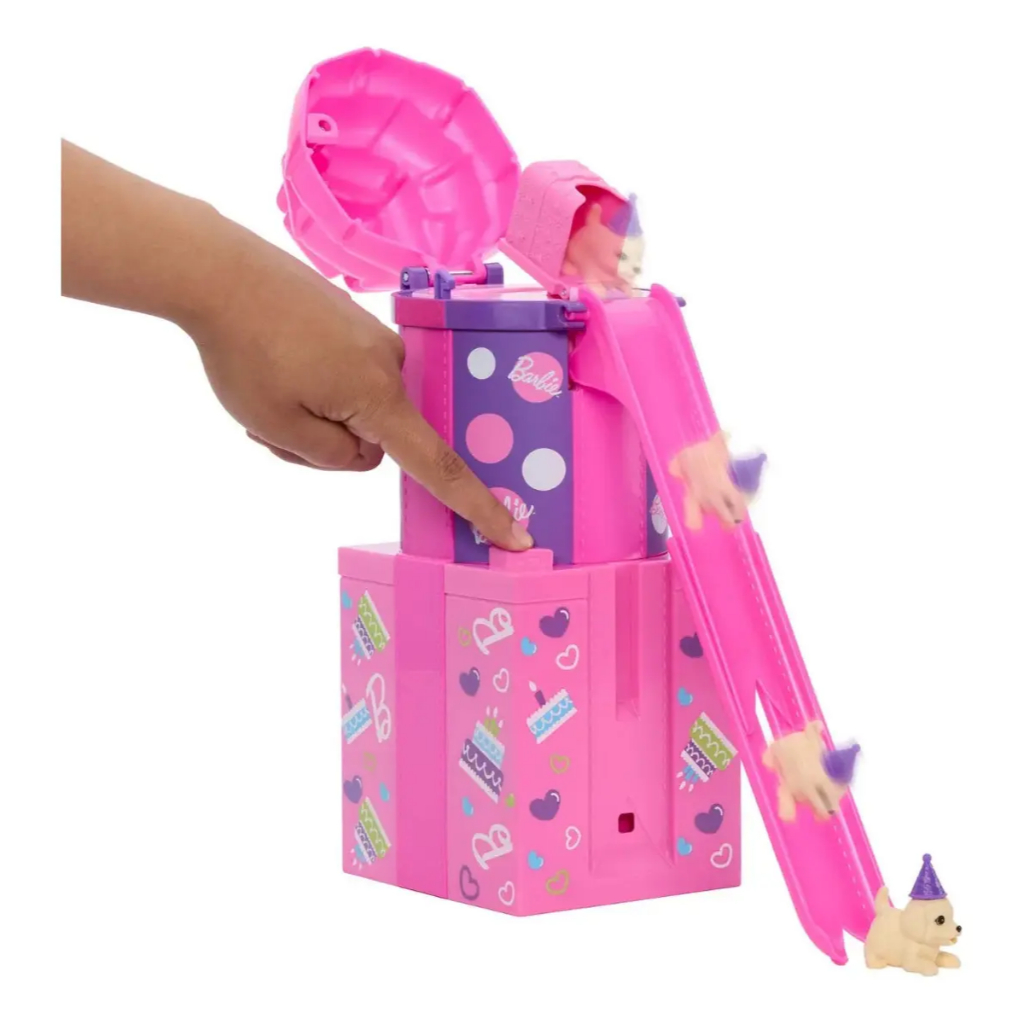 Boneca Barbie Party Unboxed Escorregador Surpresa Mattel Jkf66