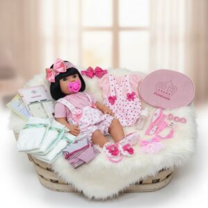 Boneca Bebê Mamãe Reborn 100% Silicone Bolsa 28 Itens 45cm!