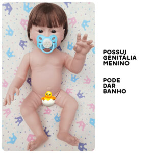 Boneca Bebê Mamãe Reborn Menino Chupeta de Imã 48cm!