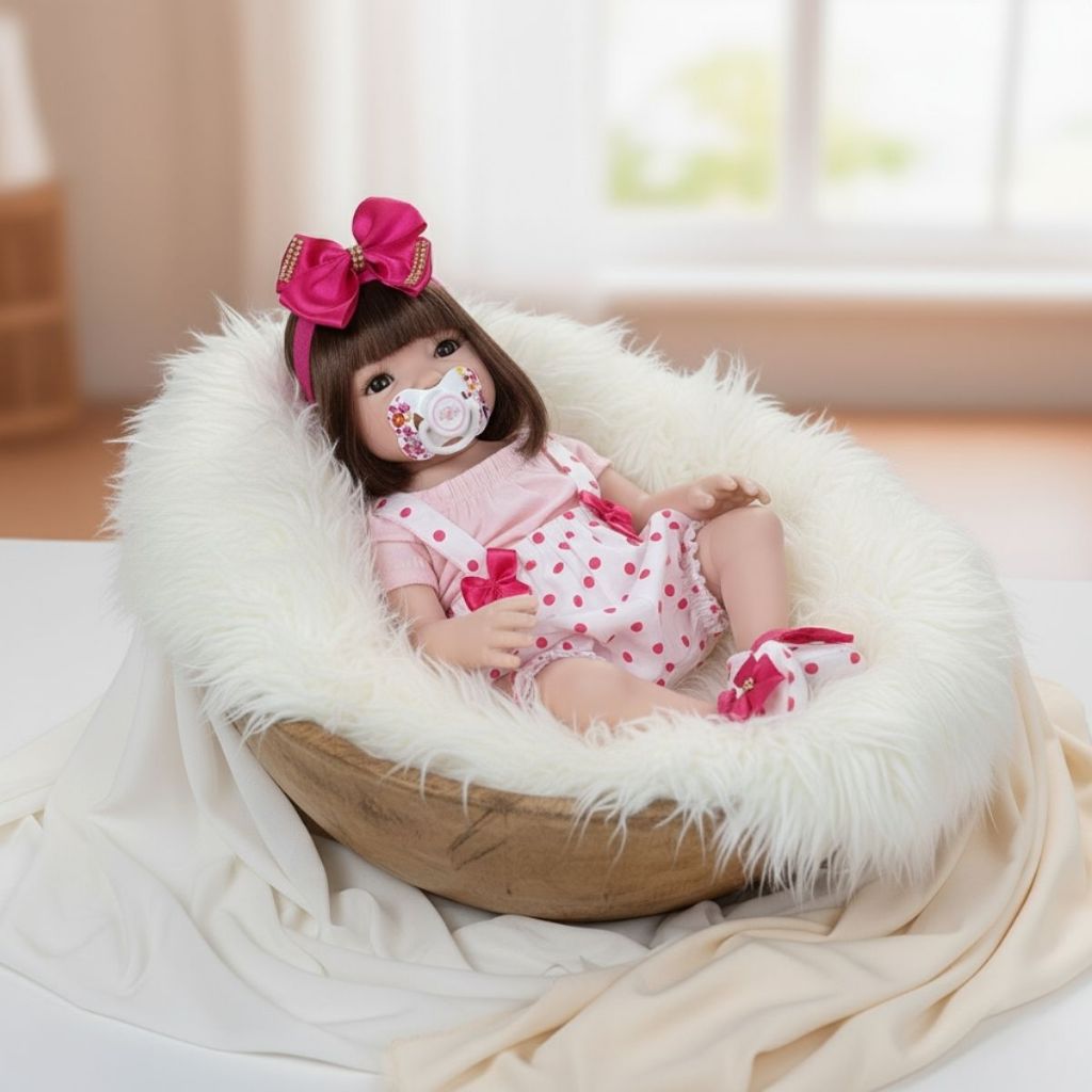 Boneca Bebê Mamãe Reborn Realista Chupeta Imã 48cm!