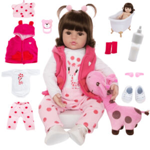 Boneca Bebê Reborn Girafinha Luxo Nova Realista de Silicone Pode Dar