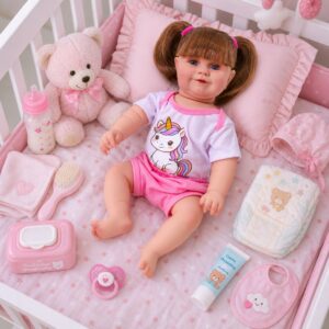 Boneca Bebê Reborn Menina Unicórnio Original Realista de Silicone