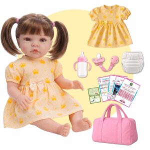 Boneca Bebê Reborn Original Realista de Silicone Menina Pode Dar