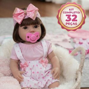 Boneca Bebê Reborn Realista Menina Silicone Pode Banho Enxoval Luxo