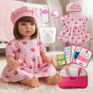 Boneca Bebê Reborn Realista Silicone Boneca Vestido e Bolsa de
