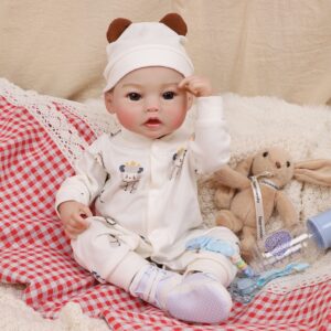 Boneca Bebê Reborn Silicone 48cm Menino Olho Castanho Peso Natural