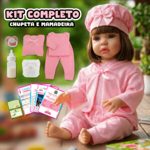 Boneca Bebê Reborn Silicone Realista Menina Com Kit Pode Dar Banho