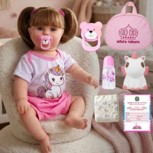 Boneca Bebê Reborn Unicórnio Menina Original Realista de Silicone