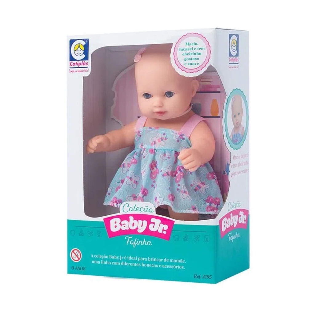 Boneca Coleção Baby Junior Fofinha 27cm em Vinil Cotiplas 2195