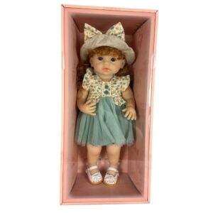 Boneca de Porcelana Baby Collection 45cm Vestido Verde Floral com