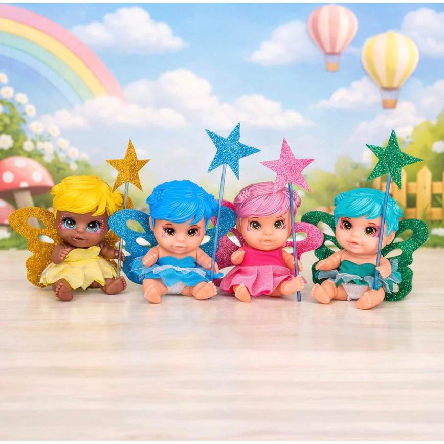 Boneca Fada Sortida Com Varinha Mágica Roupinhas Colorida Divertida