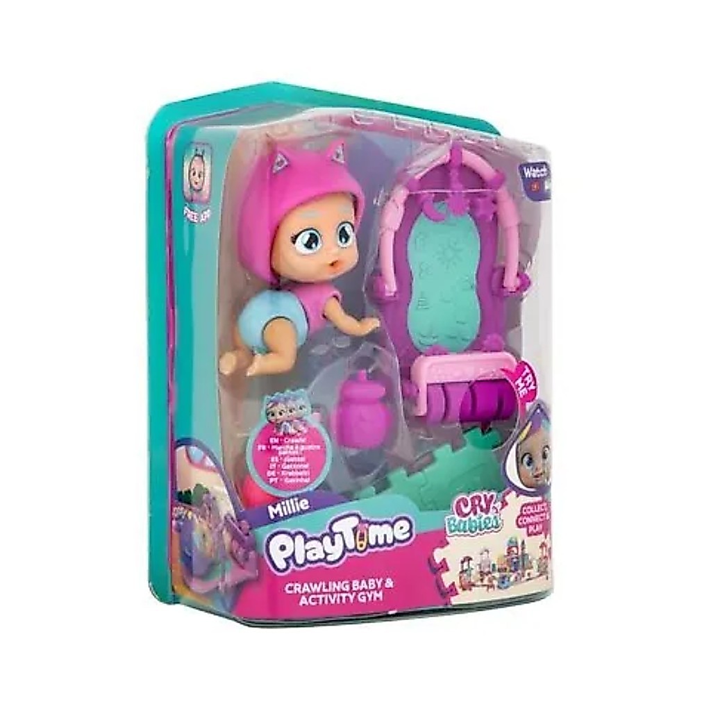 Boneca Infantil Cry Babies Playtime Millie Ginásio de Atividades