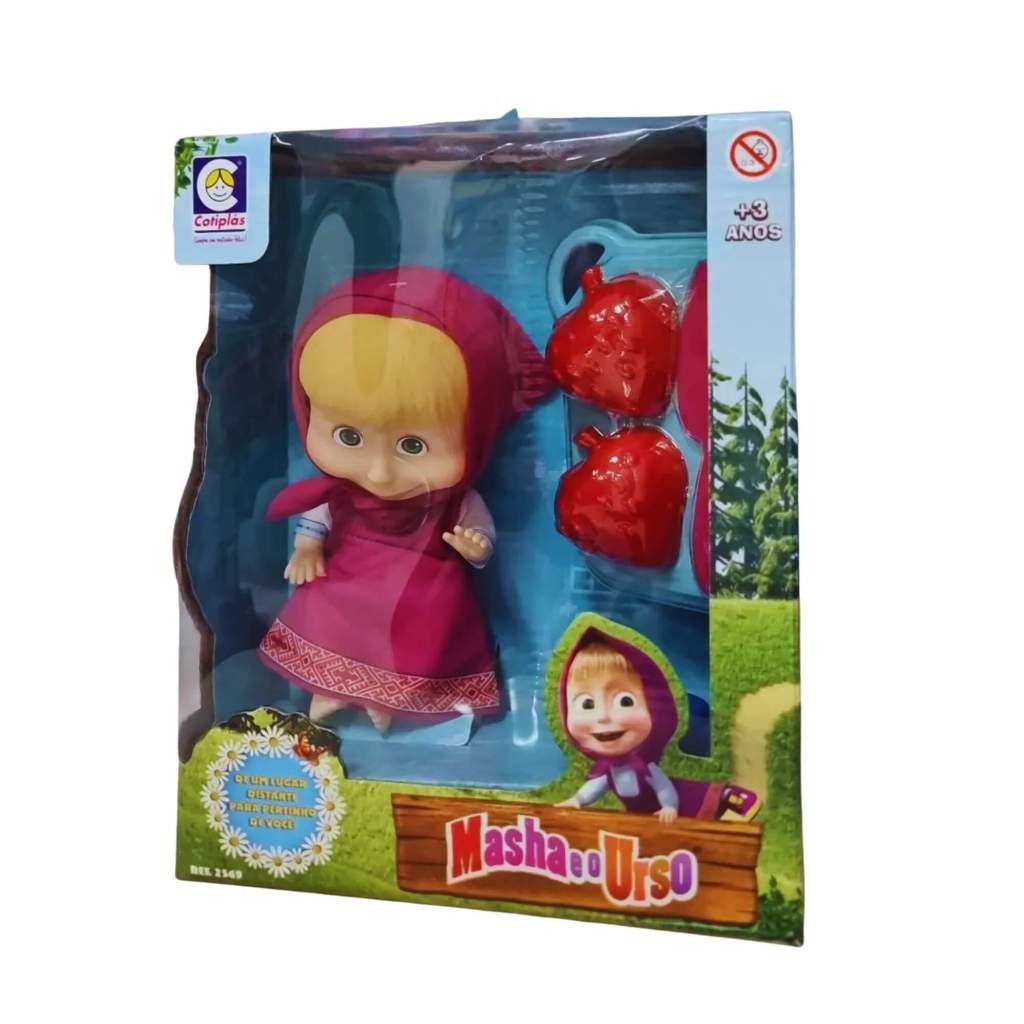 Boneca Masha E O Urso 18 cm com Acessórios para Crianças a Partir de