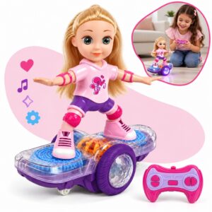 Boneca Motorizada Skate Controle Remoto Menina Skatista Com Luz E Som
