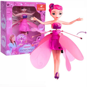 Boneca Princesa Fada Mágica Voadora Rosa Sensor De Mão E Luzes Castela