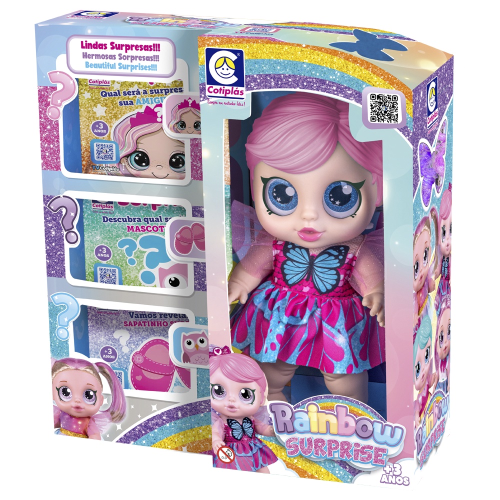 Boneca Rainbow Surprise Cabelo Rosa Com Mechas — Brinquedos