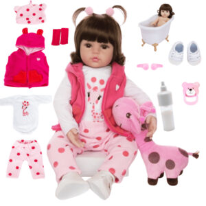 Boneca Reborn Menina em Silicone Girafinha Original e Realista Pode