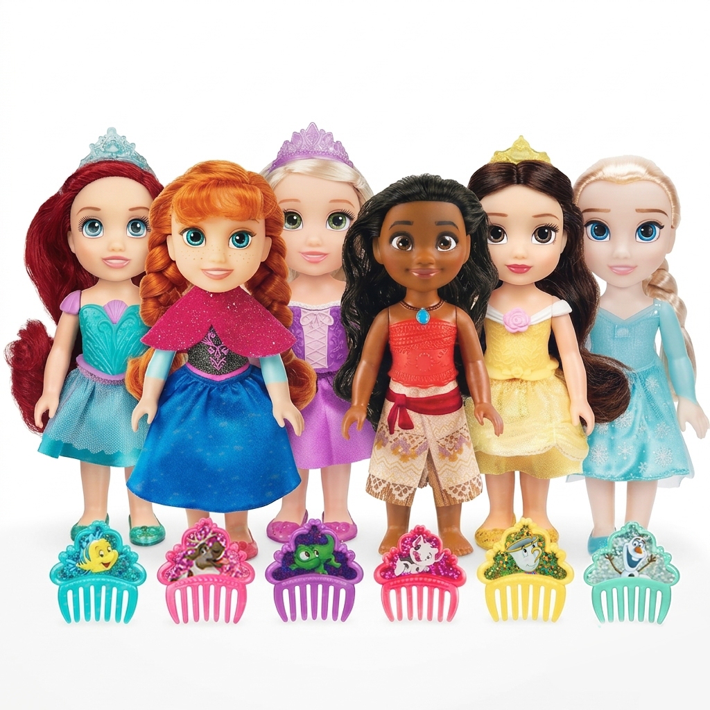 Bonecas Princesas Articulada com Pente Luxo Disney — Brinquedos