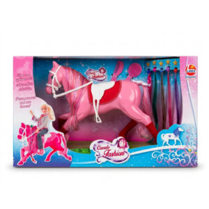Boneco Cavalo Fashion Rosa com Acessórios 30cm Líder Brinquedos
