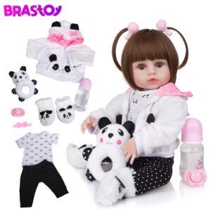 Brastoy Bebê Reborn Boneca Silicone Menina Panda Original 48cm Panda