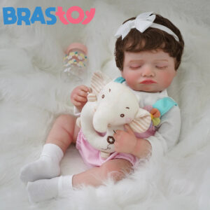 Brastoy Boneca Bebê Reborn Realista Silicone 48cm Menina Cabelos