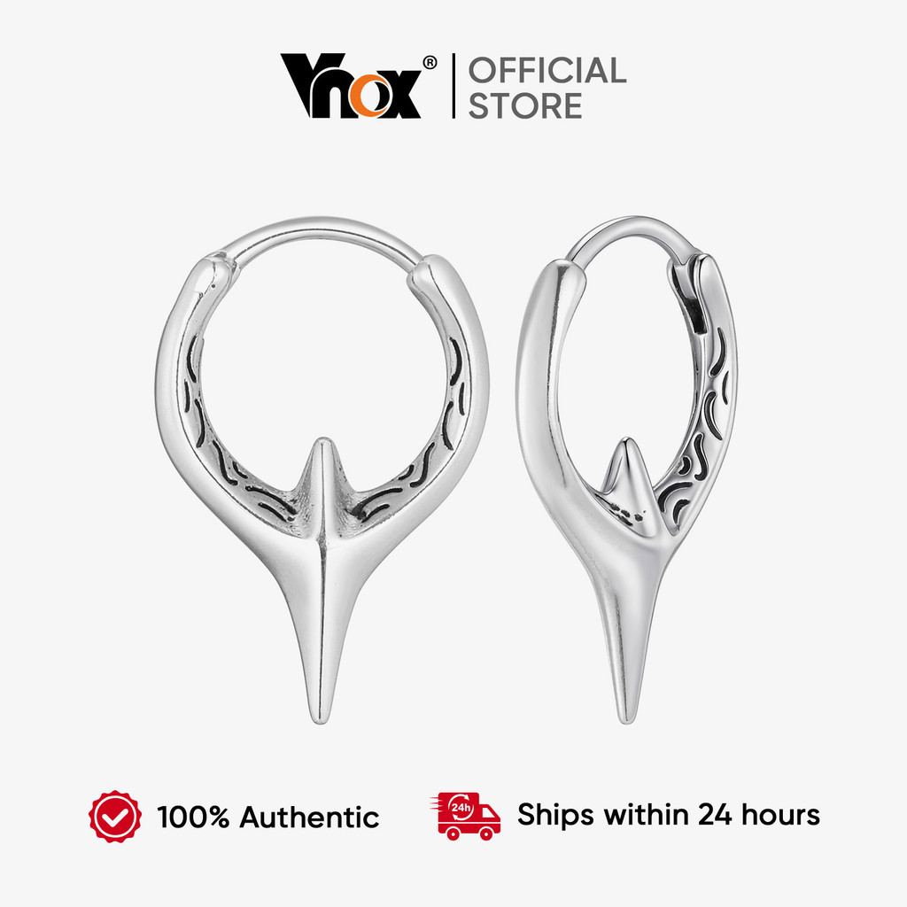 Brincos De Argola De Prata Vnox Dark Academia Com Design De Espinho — Esporte e Lazer