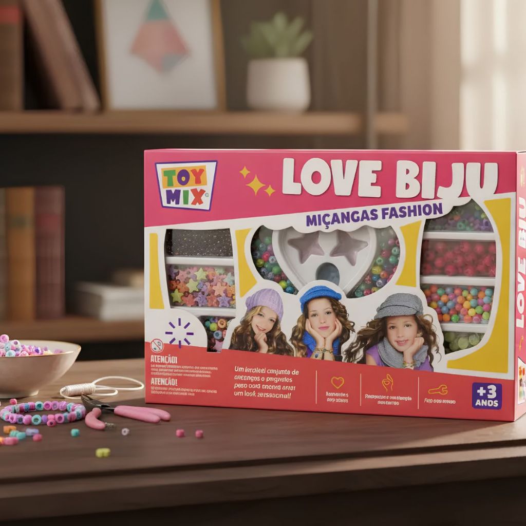 Brinquedo Aplicador de Miçangas Para Cabelo e Pulseiras Infantil