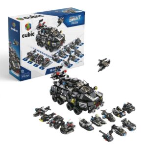 Brinquedo Blocos de Montar Cubic 12 em 1 Swat Policia 572pçs