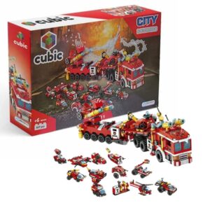 Brinquedo Blocos de Montar Cubic City 12 em 1 Bombeiro Resgate 557