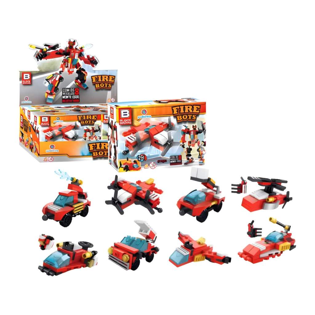 Brinquedo Blocos de Montar Fire Bots Força Máxima Resgate Polibrinq