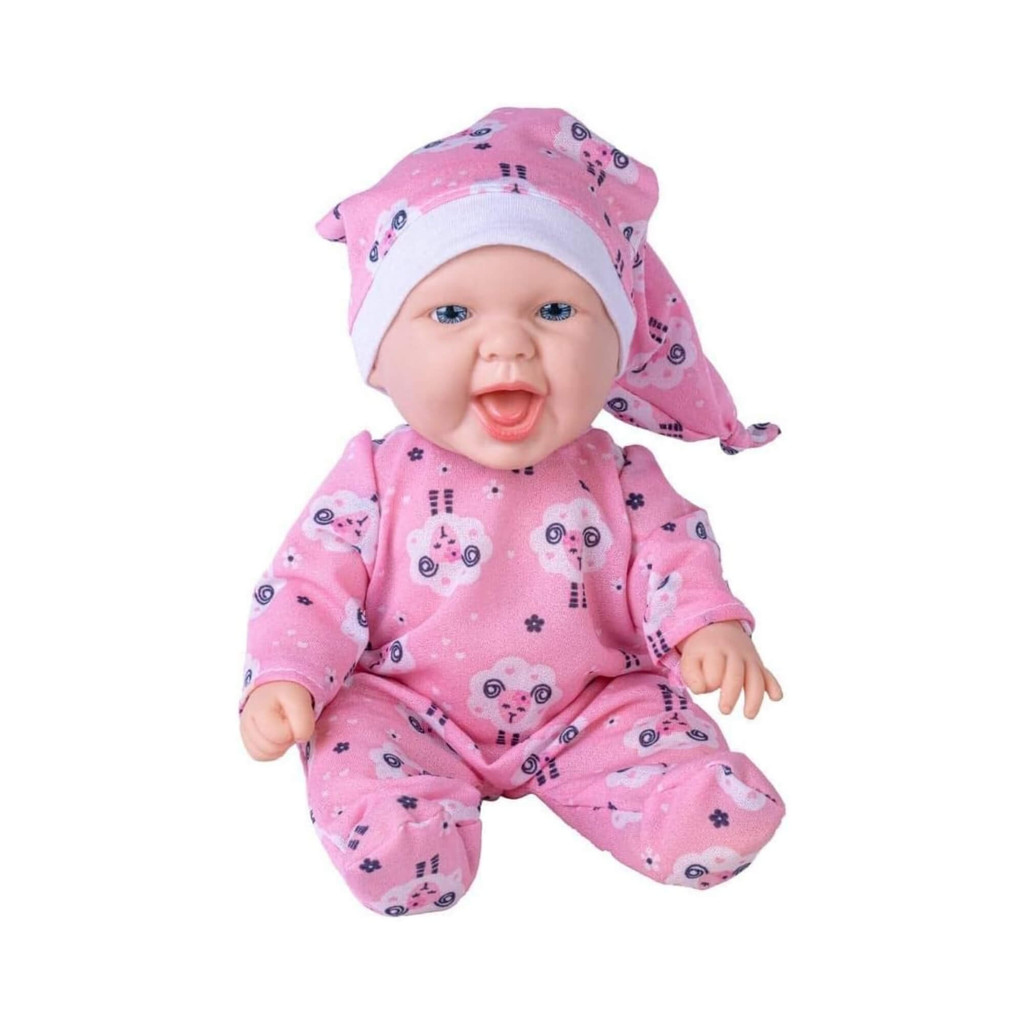 Brinquedo Boneca Baby Fofura com Pijaminha e Touca Plástico Vinil