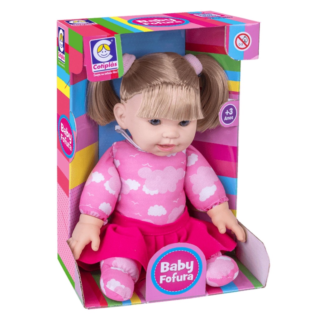Brinquedo Boneca Baby Fofura Sortida com Cabelo Loiro em Plástico