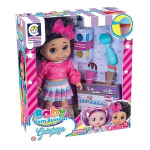 Brinquedo boneca baby morena vem brincar gelateria massinha Cotiplas — Brinquedos