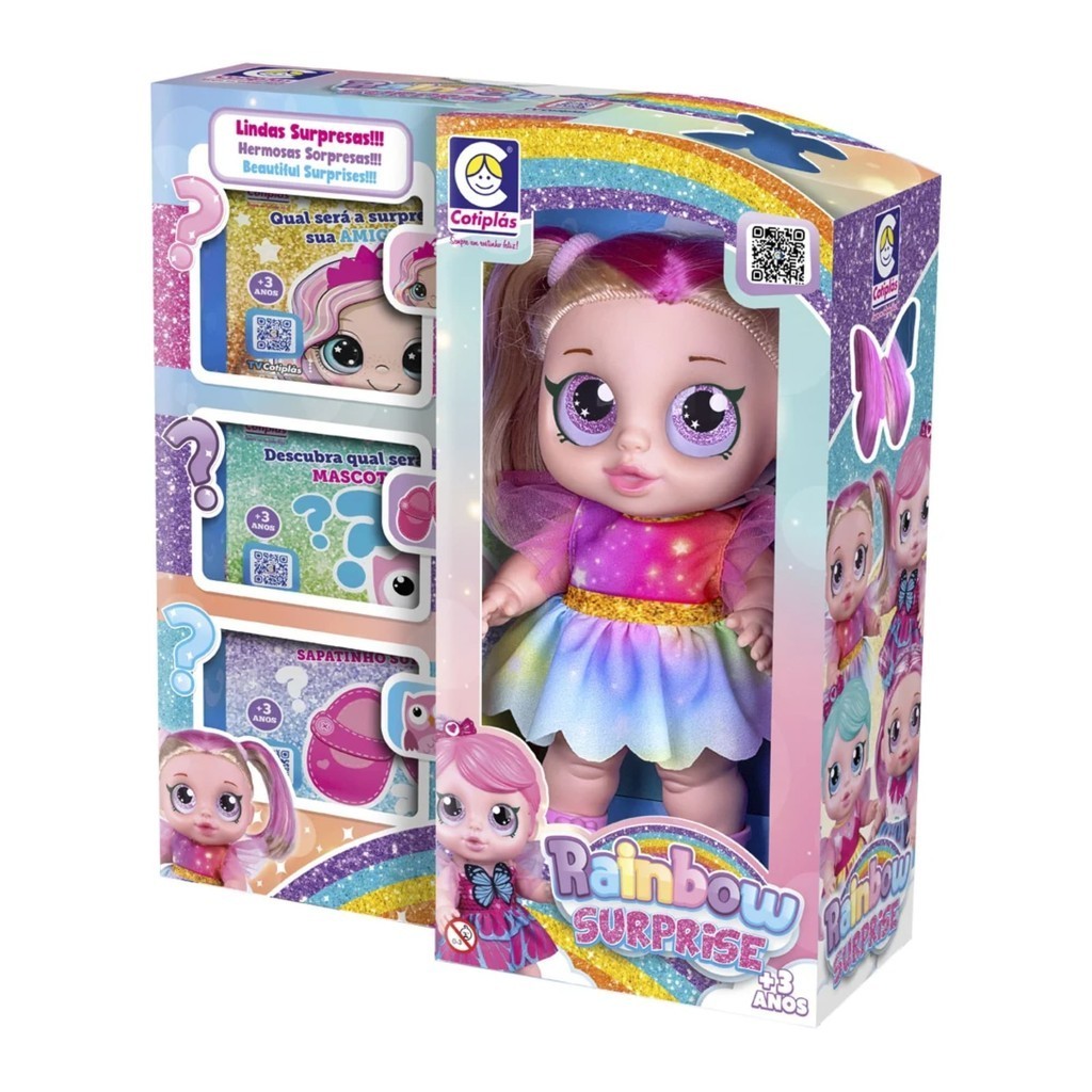 Brinquedo Boneca Charmosa Rainbow Surprise Loira Infantil Cotiplas — Brinquedos