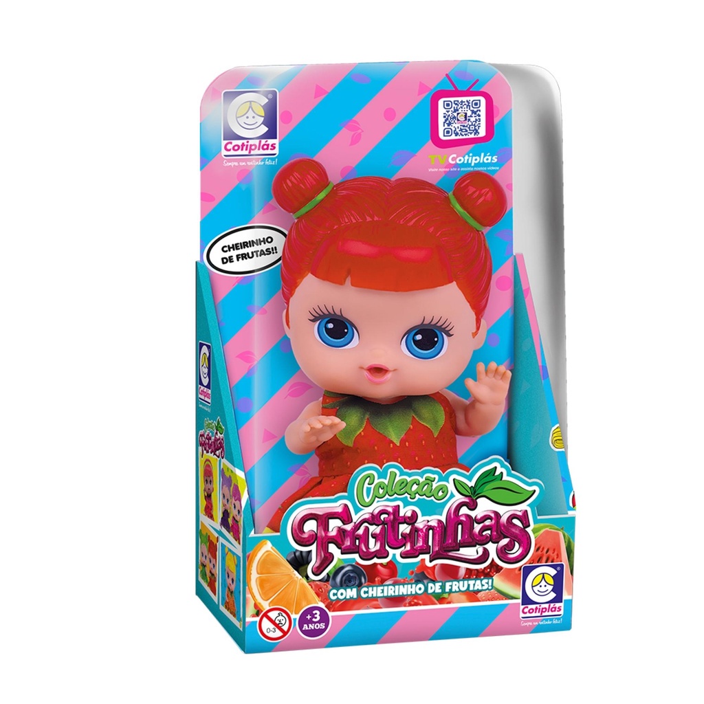Brinquedo Boneca Coleção Frutinhas Cheirinho de Frutas Morango 19cm