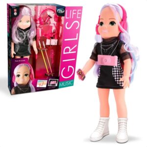Brinquedo Boneca Girls Life Music 100% Vinil Com Acessórios Faz de