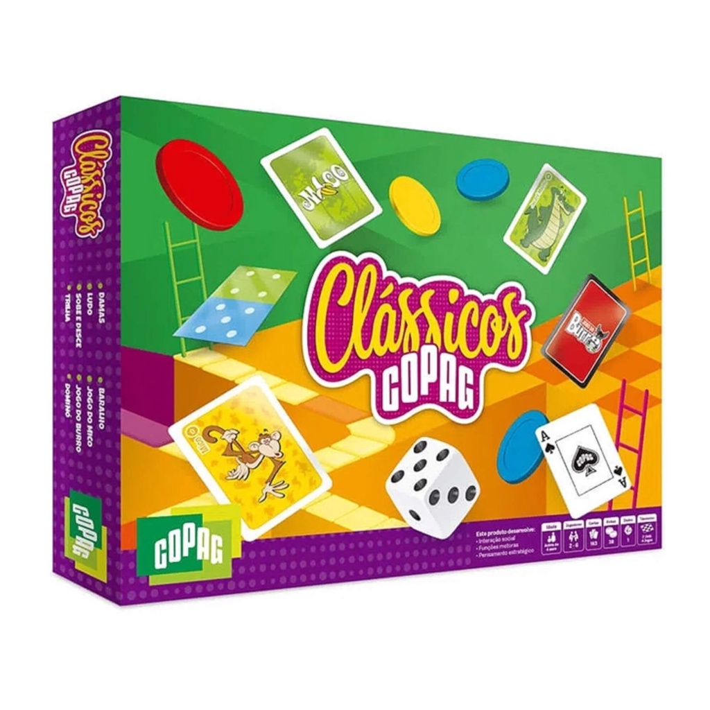 Brinquedo Box 7 Jogos Clássicos jogo do mico dominó dama ludo sobe e