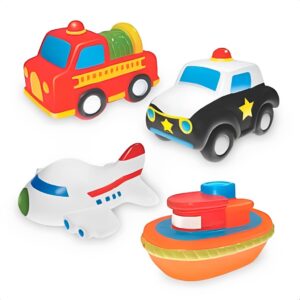 Brinquedo Coleção Fofinhos Transportes 4 Peças Vinil Atóxico +4 Meses
