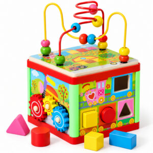 Brinquedo Cubo Didático Madeira Infantil Montessori 5 em 1