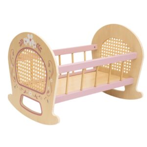 Brinquedo De Madeira Berço Para Boneca Com Palha Rosa Büp Baby