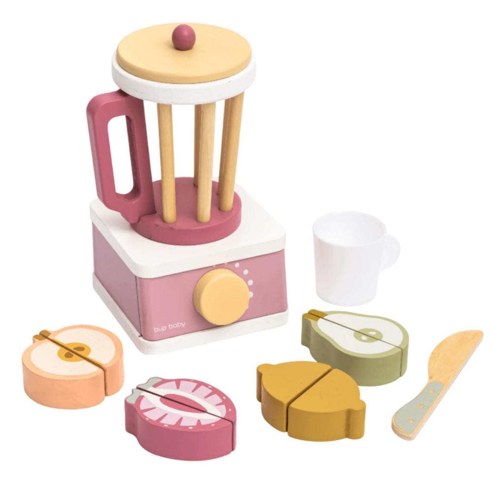 Brinquedo De Madeira Kit Liquidificador Com Frutas e Corte Rosa Büp