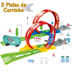 Brinquedo de Menino 2 Pista Carrinho Lançador Carros Corrida Looping