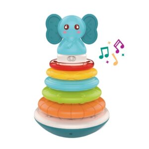 Brinquedo Educativo Bebê Torre De Empilhar Anéis Chocalho Som