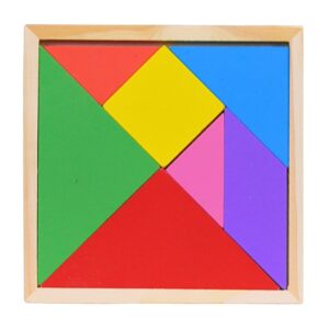 Brinquedo Educativo Tangram colorido em Mdf Madeira Colorido 20x20