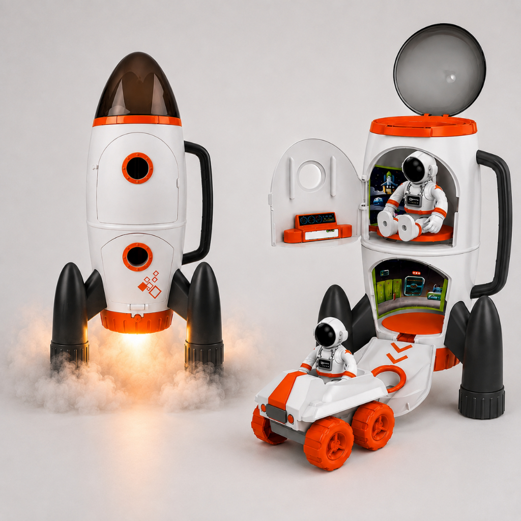 Brinquedo Foguete Espacial Emite Som Luz Efeito Fumaça Branco Castela