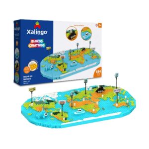 Brinquedo Infantil Blocos Criativos Mapa do Mundo 684 Peças Xalingo