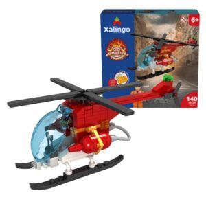 Brinquedo Infantil Blocos de Montar Bombeiros Helicóptero 140 peças