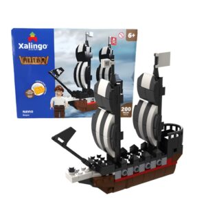 Brinquedo Infantil Blocos de Montar Piratas Navio 200 Peças Xalingo