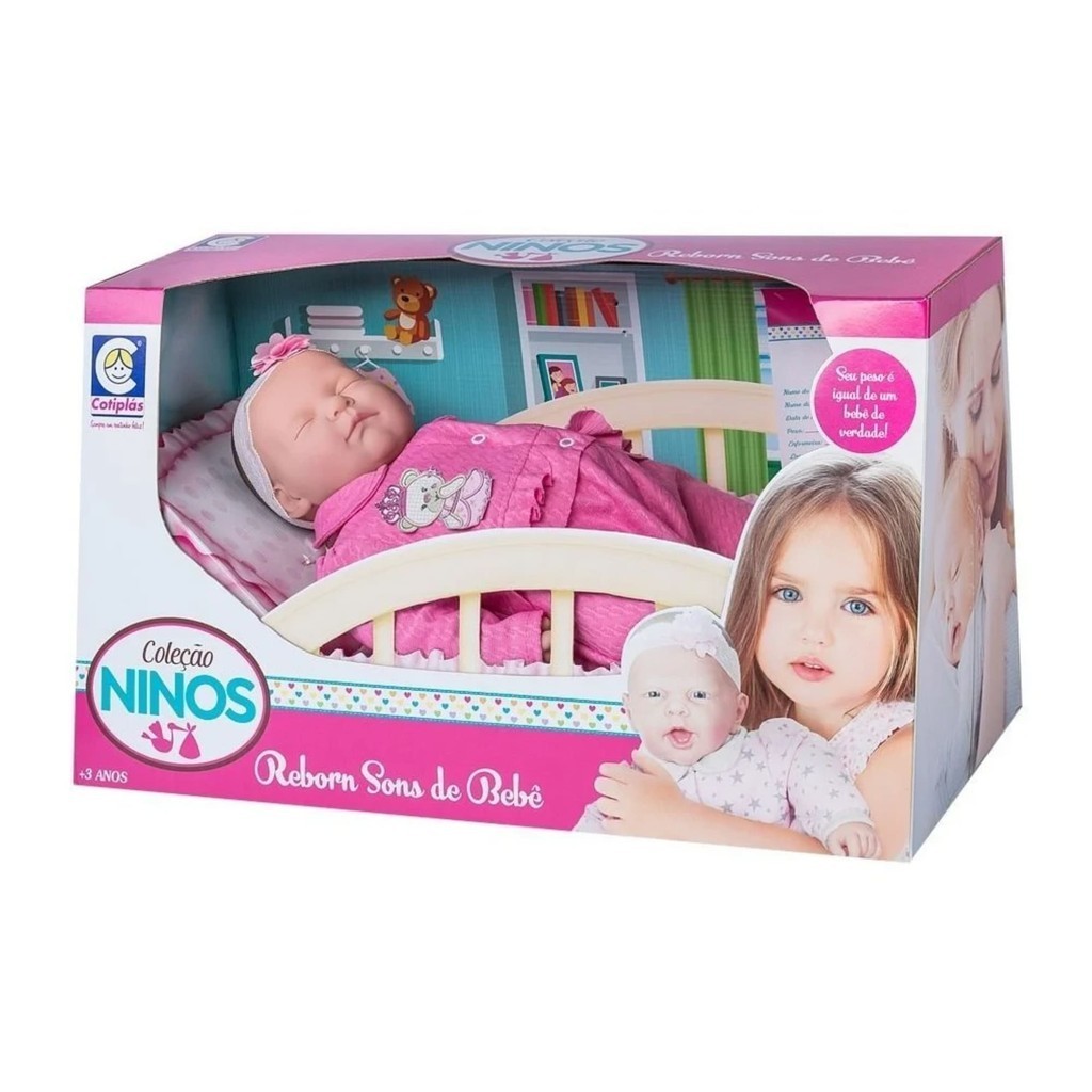 Brinquedo Infantil Boneca Coleção Nino's Reborn Dormindo Cotiplas 2212